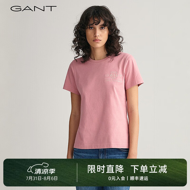 GANT 女装纯色圆领短袖T恤|4200262 116-亚麻色 S 235.7元（需用券）