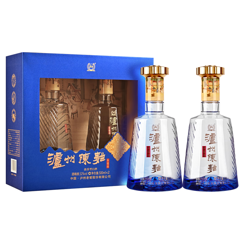 plus会员:泸州老窖 泸州陈曲 永福祥 浓香型白酒 52度 500ml*2瓶 礼盒装 年货送