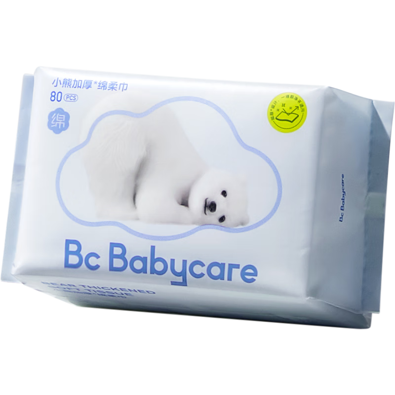 需换购：babycare 绵柔巾干湿两用婴儿一次性洗脸巾 80抽*1包 6.4元包邮（实付6