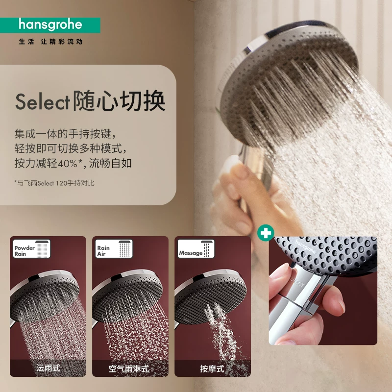 汉斯格雅 重磅新品| 汉斯格雅hansgrohe双星雨双重技术125手持花洒头 1048.06元 - 86线报