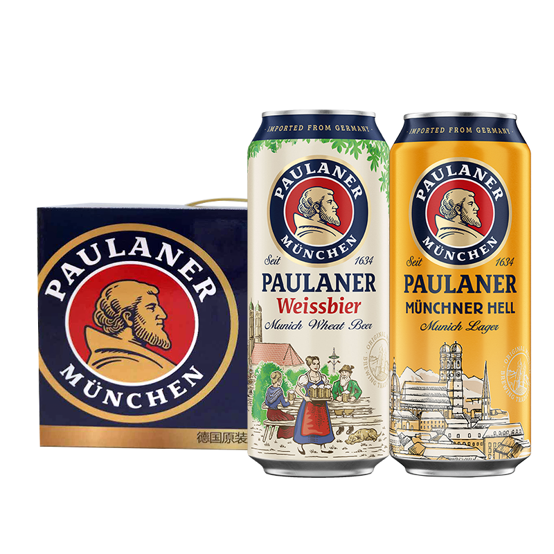 Paulaner 保拉纳 柏龙 小麦啤酒 白+黄 混合装 500ml*12罐 轰趴礼盒装 89.81元 包邮