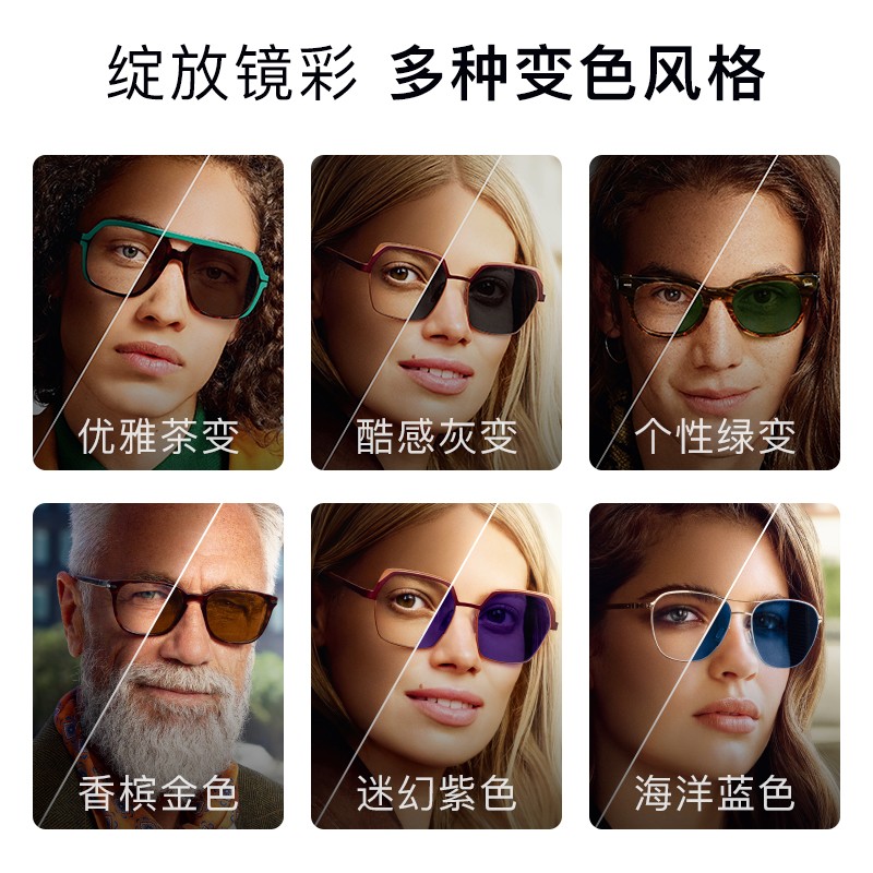 essilor 依视路 全视线变色镜片灰变定制片T8系列1.60折射率 钻晶膜洁现片*2 529