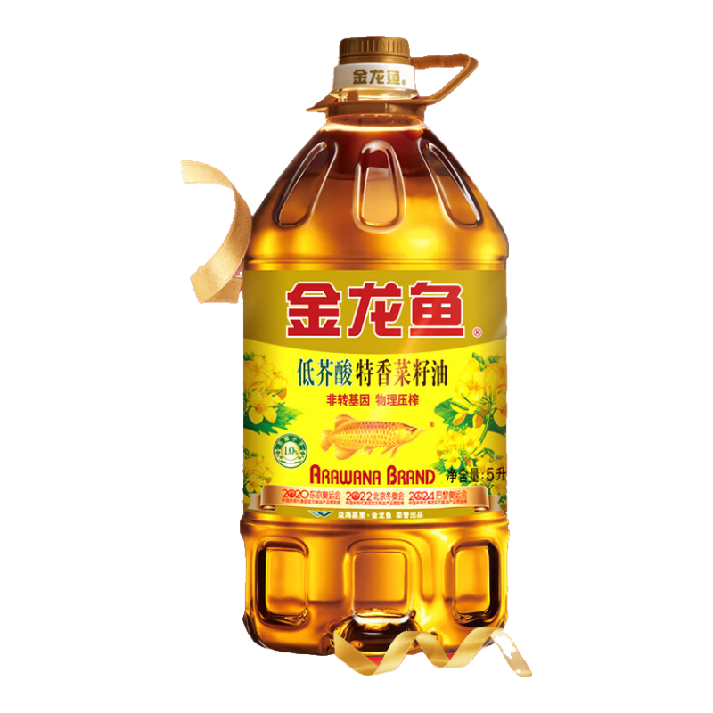 百亿补贴：金龙鱼 低芥酸 非转基因压榨 特香菜籽油 5L 59.2元（需plus会员）