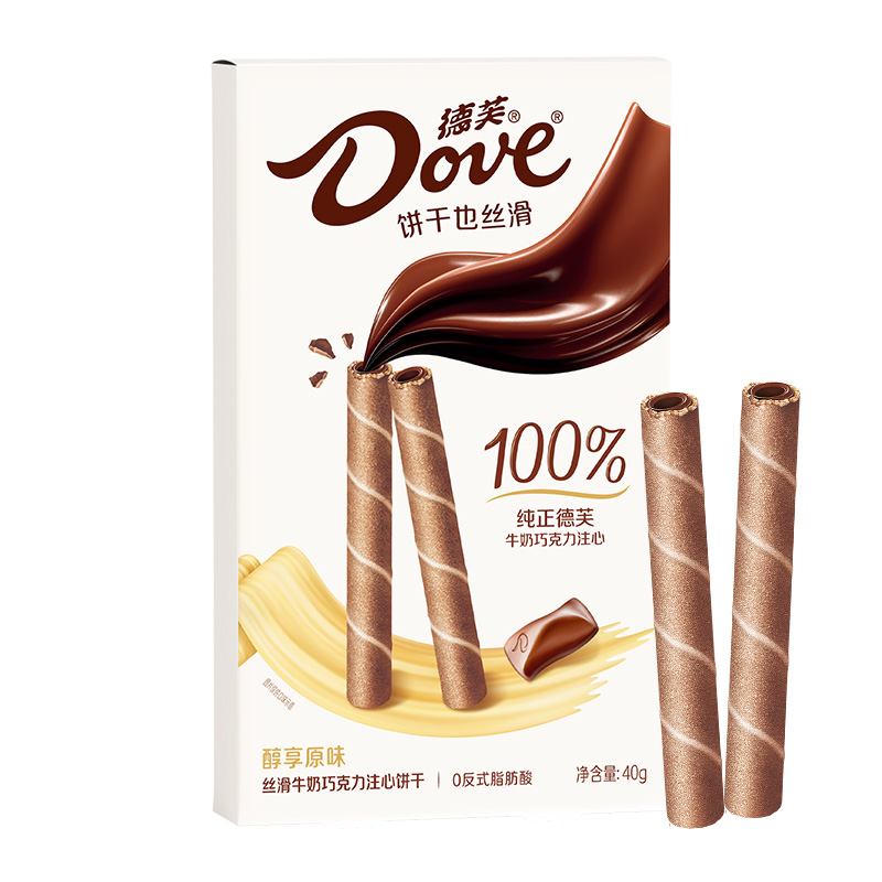 Dove 德芙 醇享原味丝滑牛奶巧克力注心饼干40g小零食糖果礼物 9.41元