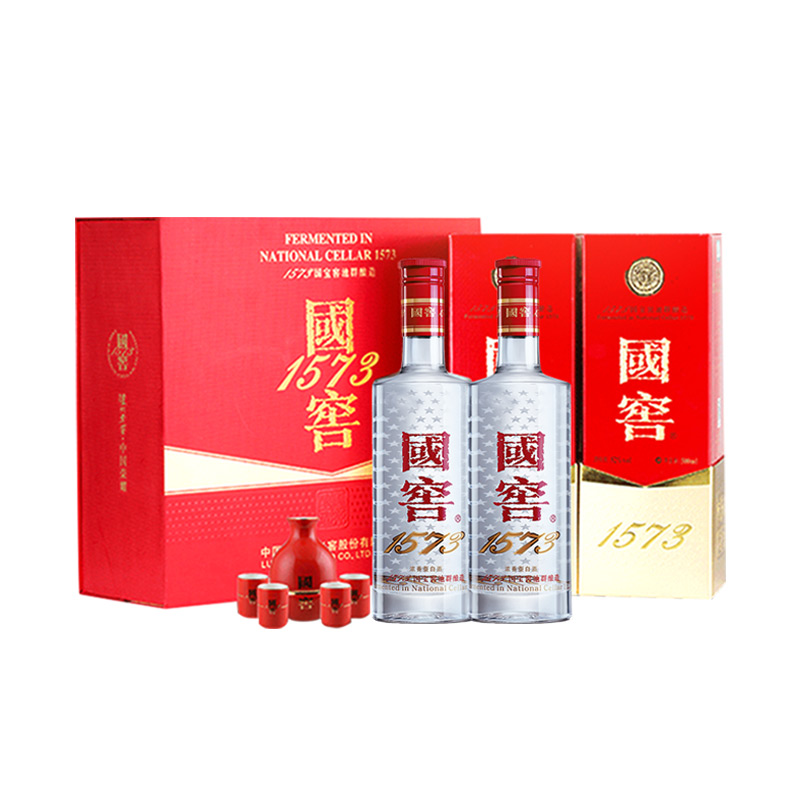 PLUS会员：国窖1573 52%vol 浓香型白酒 500ml*2瓶 红釉礼盒装（内含礼品袋） 1909.