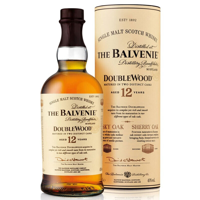 PLUS会员：THE BALVENIE 百富 12年 双桶 单一麦芽 苏格兰威士忌 40%vol 700ml 单瓶装 355元（需用券）