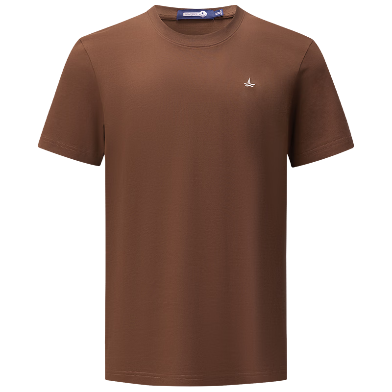 navigare 意大利小帆船男休闲简约凉感纯色短袖T恤1125505307 咖啡棕 XL 55元