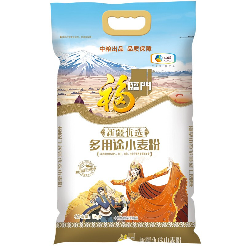 福临门 新疆优选 多用途小麦粉 5kg 17.57元（需买3件，需用券）