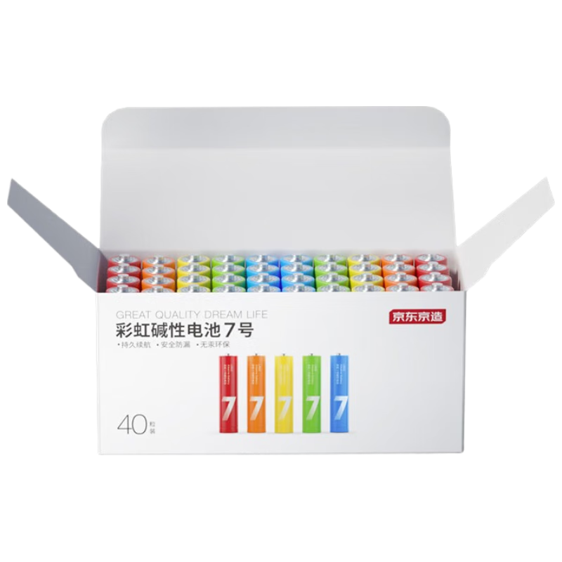PLUS会员：京东京造 7号碱性电池 1.5V 1200mAh 40粒装 21.64元（需用券）
