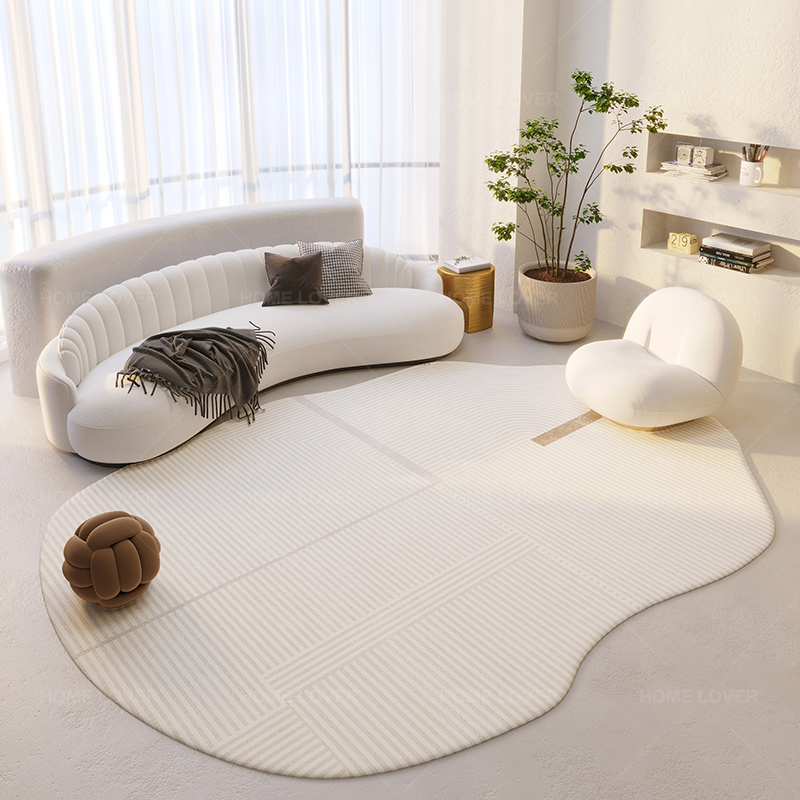 homelover 地毯客厅茶几毯奶油风不规则现代异形沙发卧室床边地垫耐脏易打理