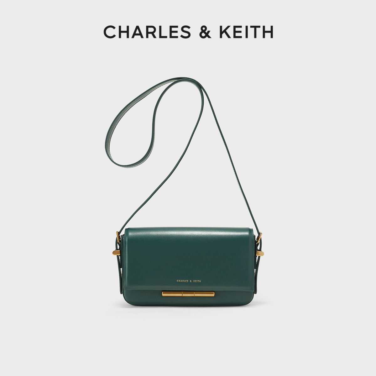 CHARLES & KEITH CHARLES＆KEITH休闲女包潮酷CK2-80270956纯色单肩斜挎小方包 207元