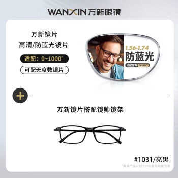 winsee 万新 1.67MR-7超薄防蓝光镜片+多款钛架眼镜框（多款可选） ￥99