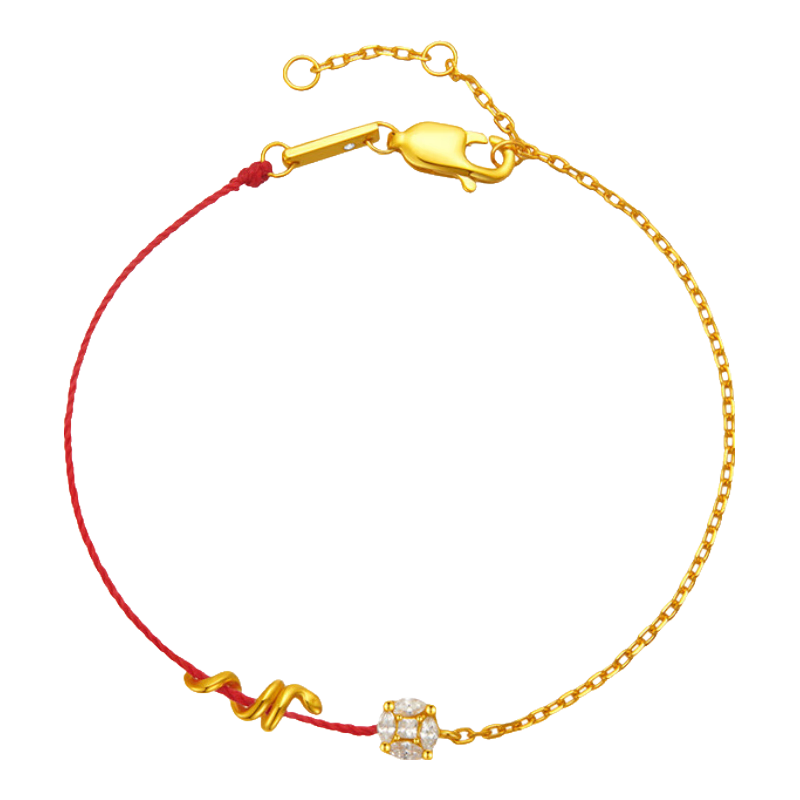 移动端、京东百亿补贴：周大生 暴富手链红绳生肖女友本命年 半绳半链 生