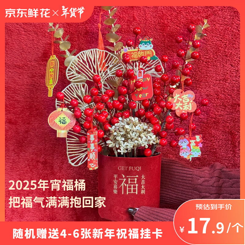 ToSpring 仿真红果发财果2025新年装饰福桶摆件 大吉大利红果福桶 17.89元（需