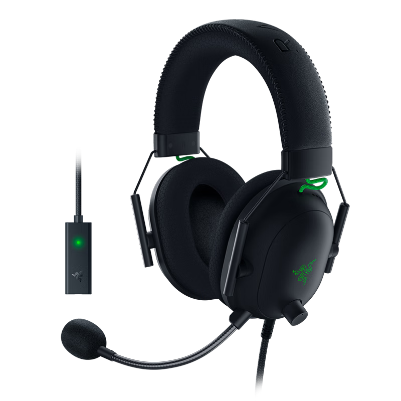 微信小程序：雷蛇（Razer）旋风黑鲨V2 有线头戴式电竞游戏耳机耳麦 被动降