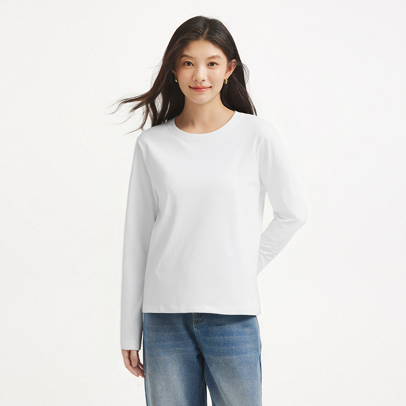 移动端：热风 春季 女士T恤 F09W3300 甜美显瘦长袖纯棉 68元（淘金币可抵2.43