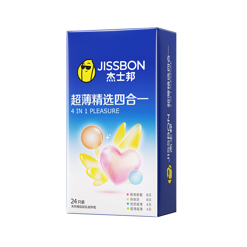 移动端、88VIP：杰士邦 超薄精选四合一安全套 24只 18.9元（淘金币可抵1.5元