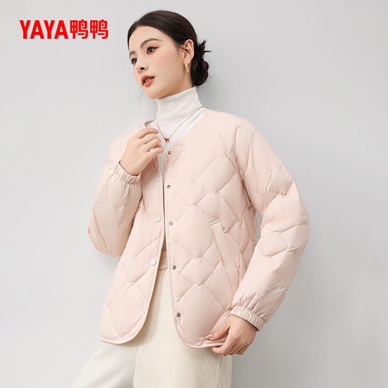 YAYA 鸭鸭羽绒服 女士2024新品轻薄简约短款圆领内搭保暖鸭绒外套J 199元（需