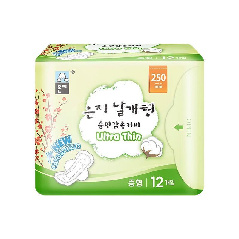 Eun jee 恩芝 韩国进口卫生巾日用250mm12片 超薄透气护翼型姨妈巾 11元