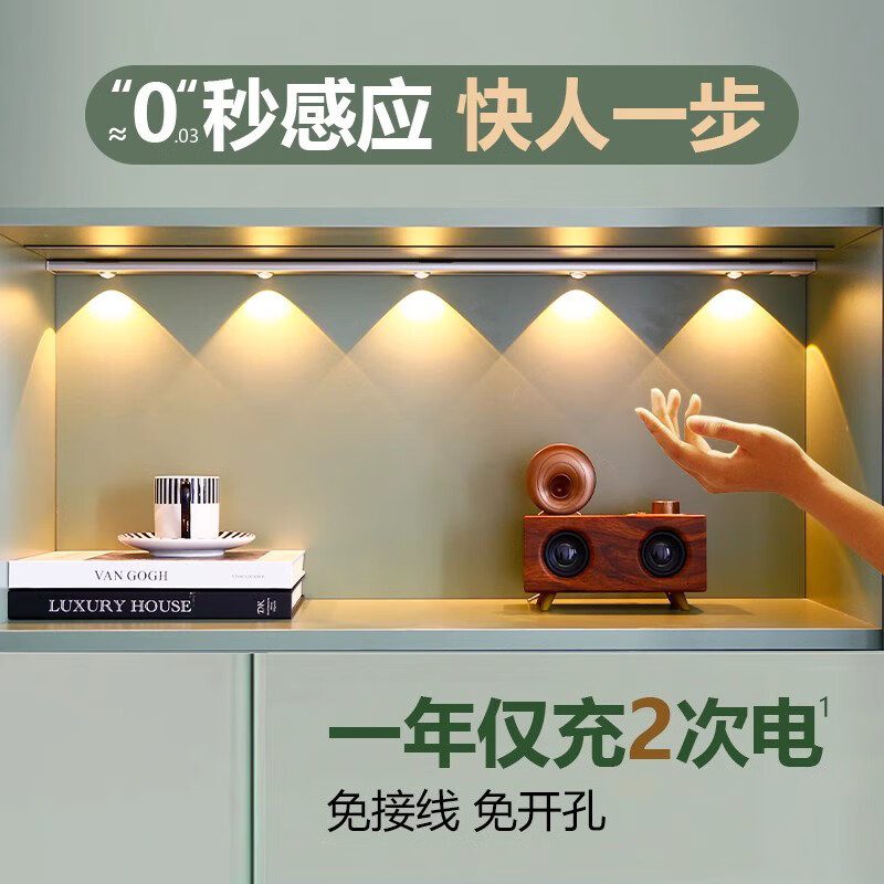 以典 薄智能人体感应led灯充电式长条波纹灯猫眼感应灯山 80cm 人体感应款 25.9元 - 线报酷