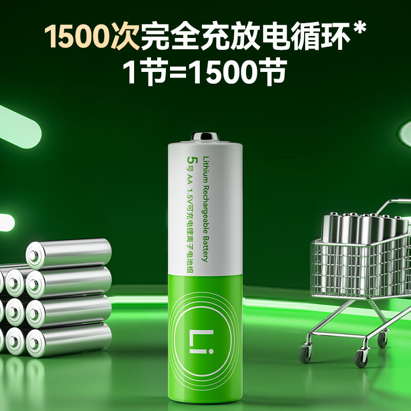 京东京造 5号充电锂电池4粒套装 1.5V恒压快充 72.9元（需用券）