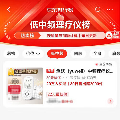 鱼跃 理疗仪中频脉冲电治疗仪 610B 413.55元 - 线报酷