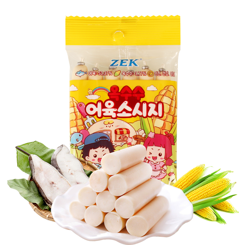 PLUS会员，需首购:Zek韩国进口 深海玉米鳕鱼肠90g*3件 9.29元包邮（合3.1元/件