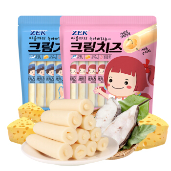 ZEK 韩国进口深海爆浆芝士鳕鱼肠儿童零食40根1000g（2种包装随机发） 74.15元