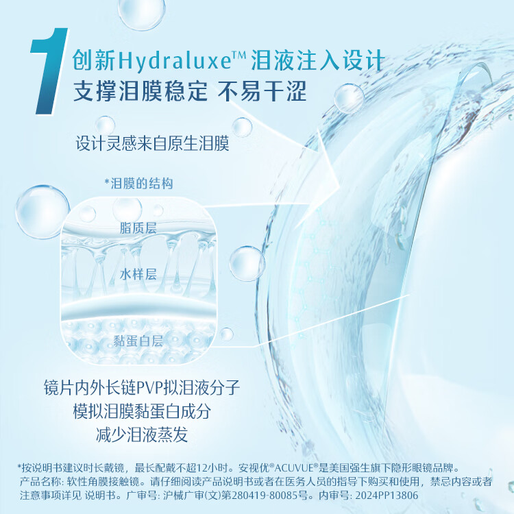 强生 隐形眼镜日抛 安视优欧舒适硅水凝胶透明近视隐形 5片装 1150度 45.7元