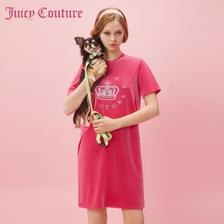 Juicy Couture 橘滋 树莓甜心经典皇冠Logo刺绣彩钻丝绒连衣裙 245元