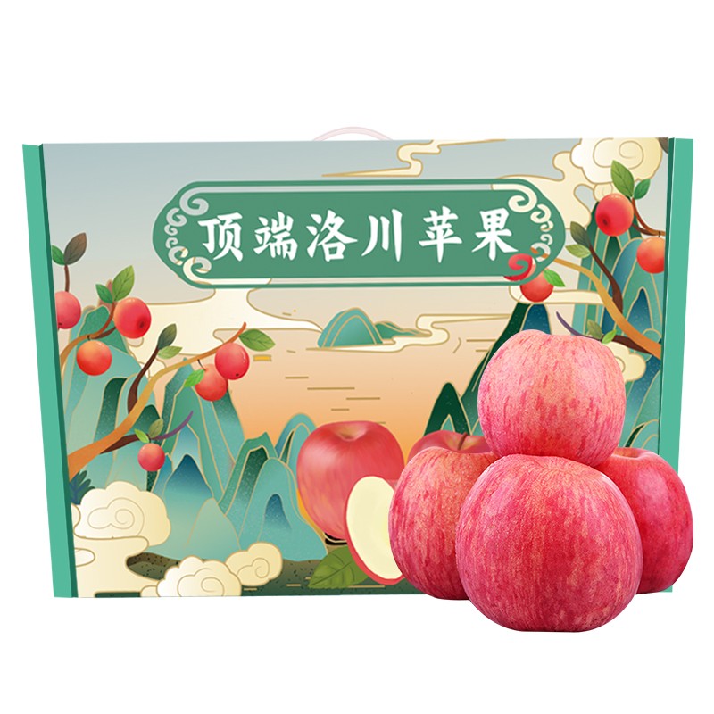 顶端果业 洛川苹果 75精选中果礼盒12枚/5斤（单果180-220g） 36.4元包邮