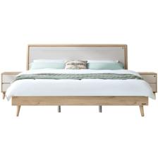 plus会员：全友家居 床现代北欧简约卧室实木框架双人床125701 (原木纹) 单床 