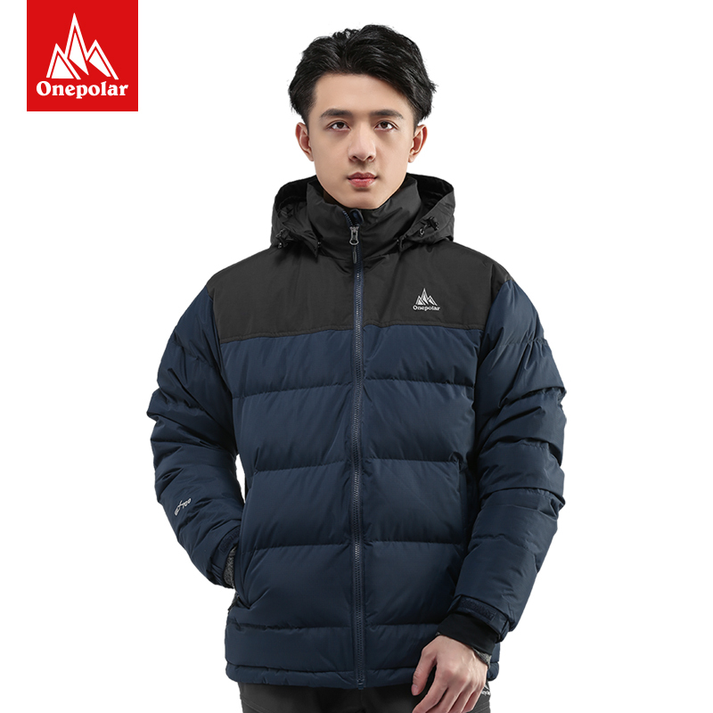onepolar 极地 户外羽绒服加厚700蓬松度防寒服冬季防风保暖外套男 深