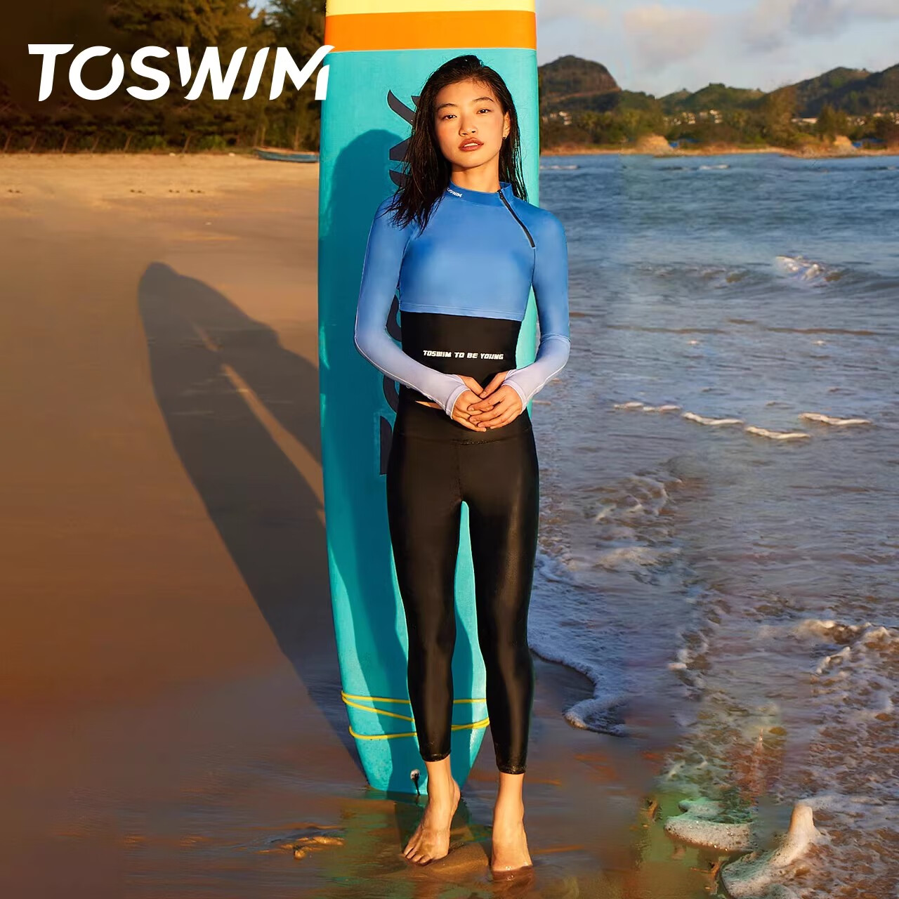 清凉一夏、PLUS会员：TOSWIM 拓胜 蓝色海岸 女款分体冲浪服（长袖+长裤） 263.