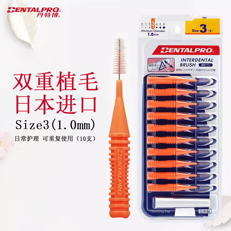 DENTALPRO 丹特博 牙缝刷 进口正畸牙刷矫正牙齿清洁牙缝刷 I型 1.0mm小号 3号 10