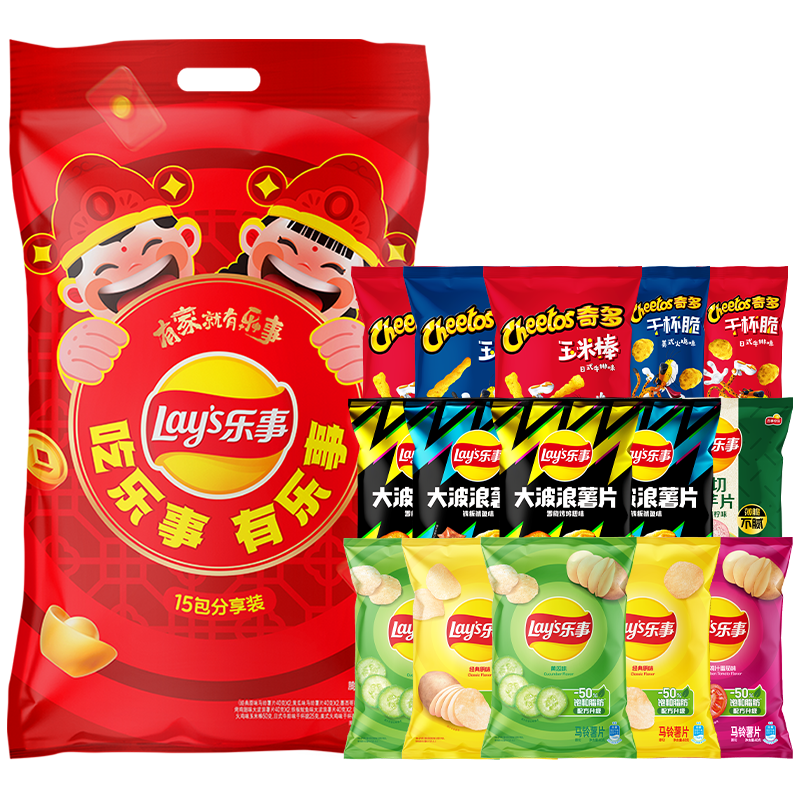 乐事 薯片分享装 新年大礼包 610克 混合口味 24.48元（需买4件，需用券）