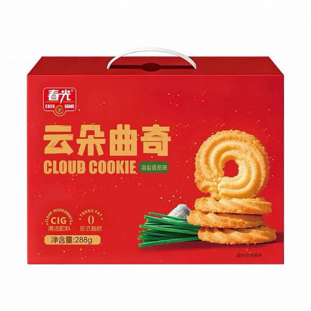 今日必买：春光 云朵曲奇饼干 海盐葱香味 288克/礼盒装 效期12月20日 6.4元淘