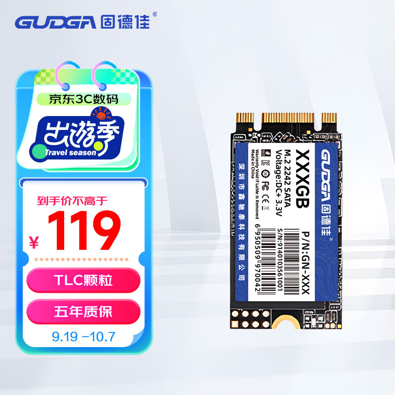 GUDGA 固德佳 SSD固态硬盘 M.2 2242/2280 SATA 联想小米笔记本用 M.2 SATA 2242 256G 113.0