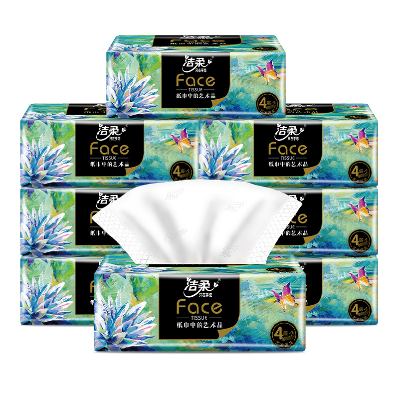 洁柔 抽纸 艺术油画系列 擦手纸巾4层80抽餐巾纸可湿水面巾纸 4层 80抽*4包 4.
