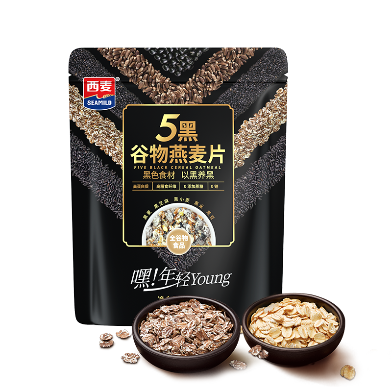 SEAMILD 西麦 破价！五黑混合谷物原味麦片520g*1袋 营养代餐 ￥8