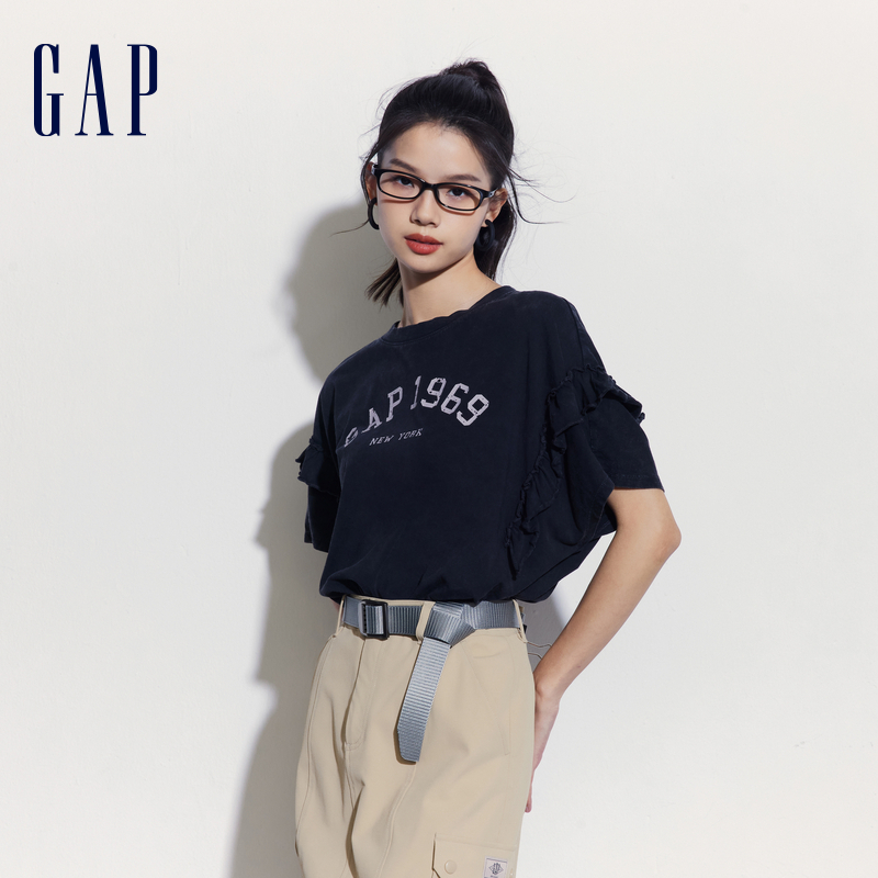 88VIP：Gap 盖璞 女装 复古水洗印花短袖T恤 541730 94.05元