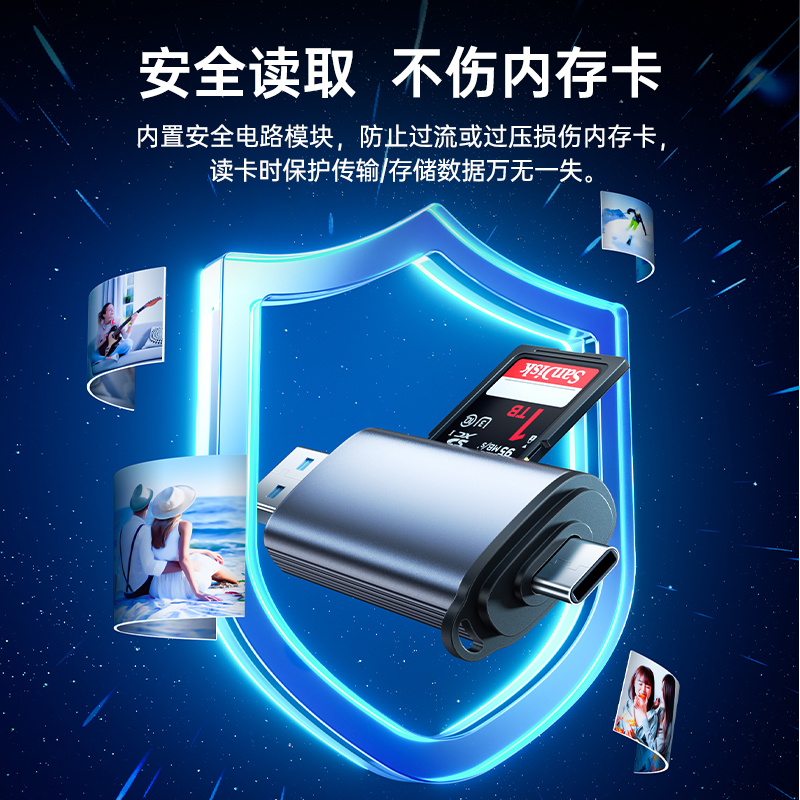 绿巨能 读卡器 SD/TF双卡单读 USB3.0 13元