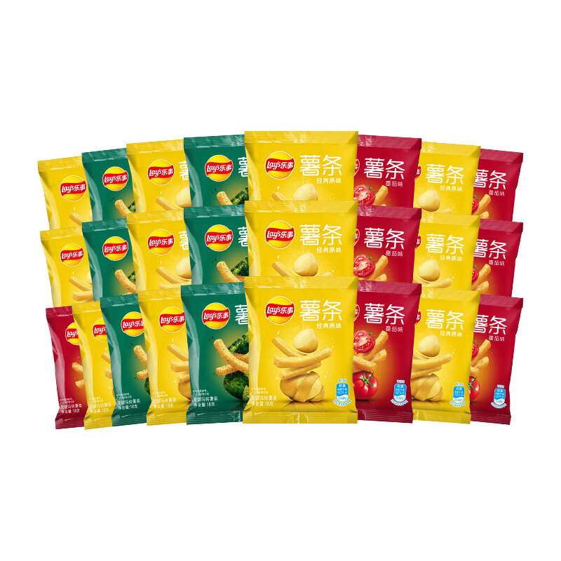 Lay's 乐事 薯条 18g*25包（原味*12+番茄味*7+海苔味*6） 46.9元