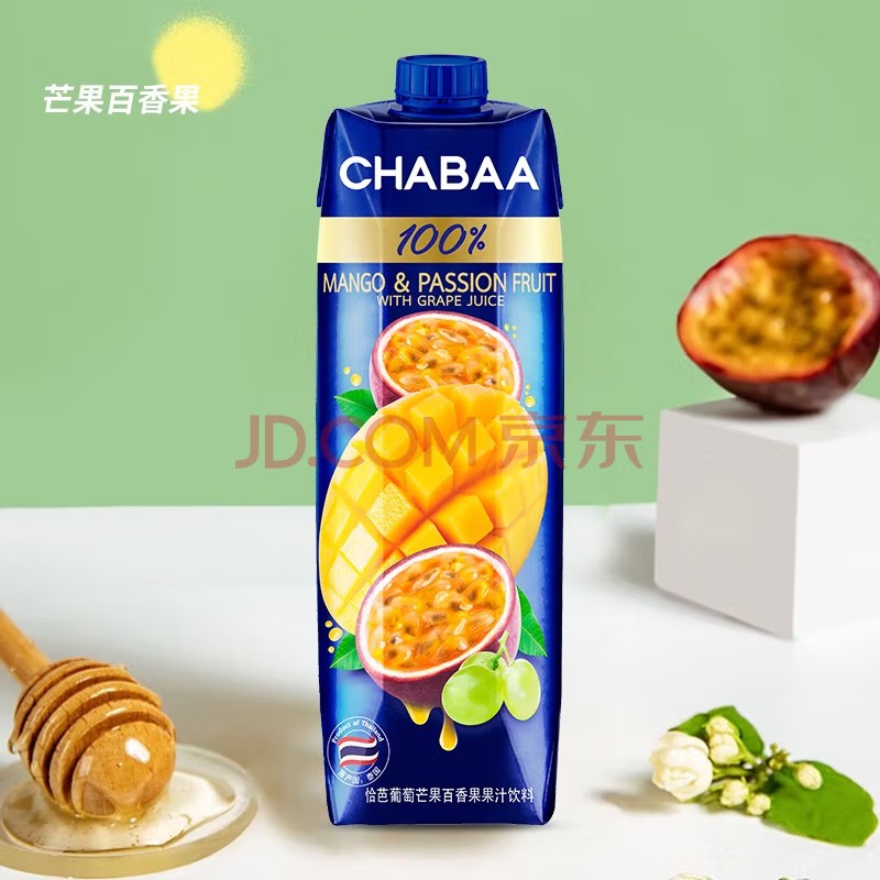 CHABAA 芭提娅 泰国原装进口 百香果芒果汁1L*2瓶 11.95元（需买2件，需用券）