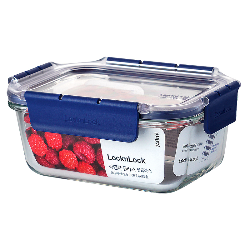 LOCK&LOCK 耐热玻璃可冷冻可微波可烤箱保鲜盒饭盒收纳盒 LBG429-TOPCLASS -740ML 44.