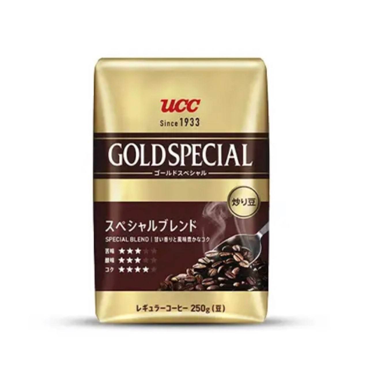 PLUS会员：UCC 悠诗诗 金牌goldspecial 综合咖啡豆250g*2件 40.5元（合20.25元/件）