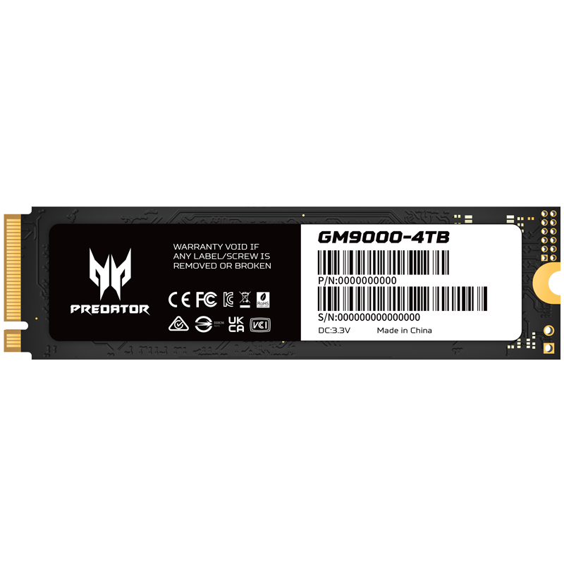 Plus:宏碁掠夺者（PREDATOR）4TB SSD固态硬盘 M.2接口(NVMe协议) GM9000神舆系列 NVMe 