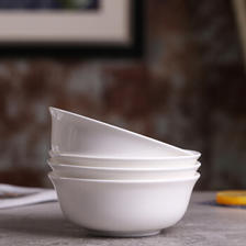 浩雅 景德镇陶瓷餐具面碗汤碗大号饭碗简约洗碗机适用 纯白6英寸4个装 35元