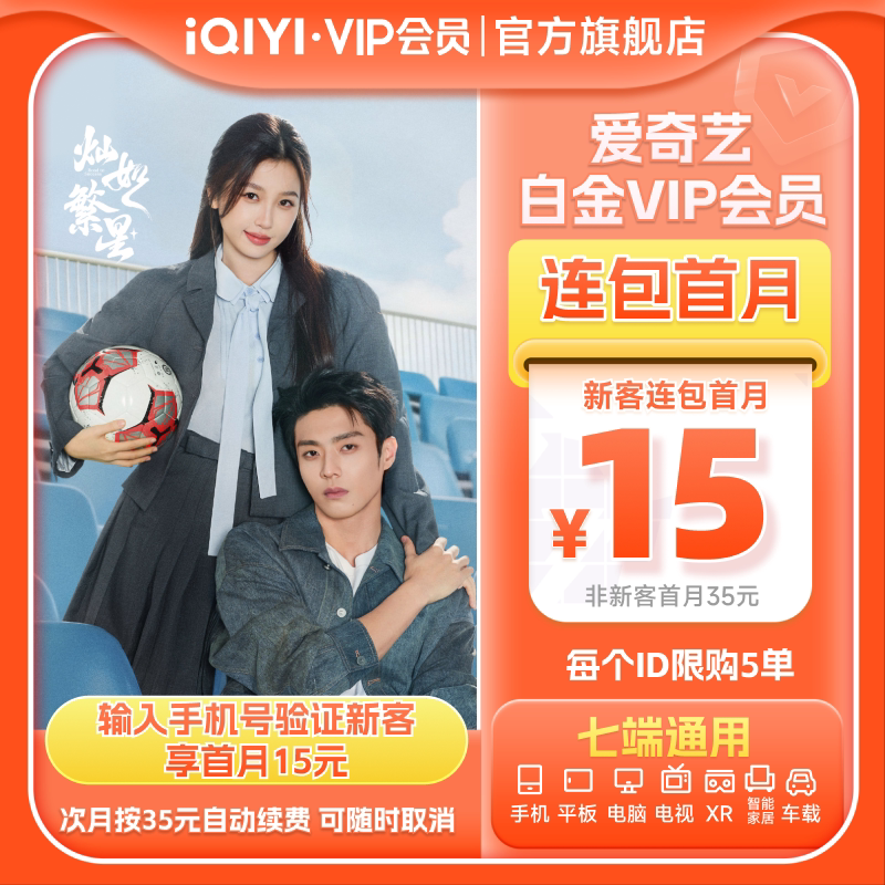 爱奇艺 白金vip会员1个月银河奇异果vip 灿如繁星 15元