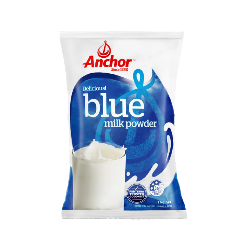 再降价、PLUS会员：Anchor 安佳 跨境版 全脂奶粉 1kg*4件 149.65元（合37.41元/件